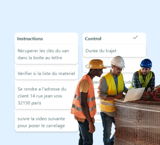 Équipe de chantier utilisant CAZA3D